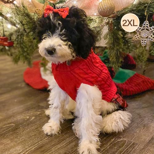 Dog Sweater Dress for Medium Large Dogs Turtleneck Thick Knit (XX-Large (40-70lbs) / 03# Red)