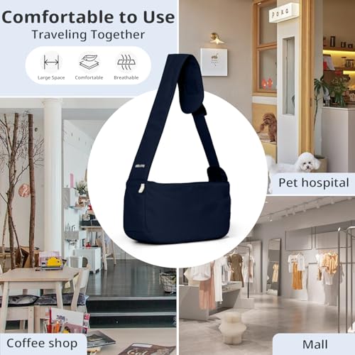 Dog Sling Carrier 15 lbs (Navy Blue Sling / 15.7"L x 5.9"W x 8.6"H)