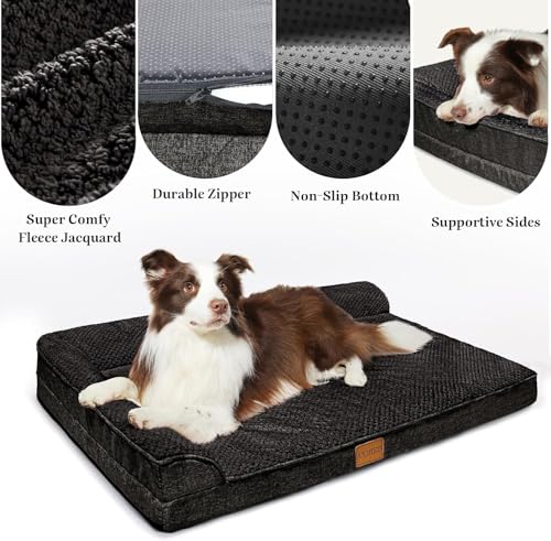 Orthopedic XL Dog Bed Large Sized Dog 42''X28'' (XL:42x28x3.5 IN / Black)