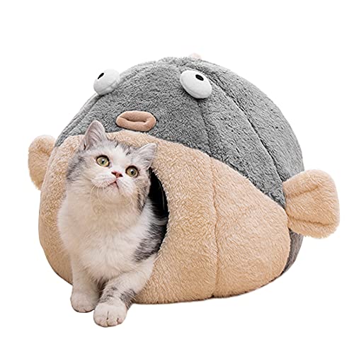 Cat Beds for Indoor Cats (M 14.6'' / Grey)