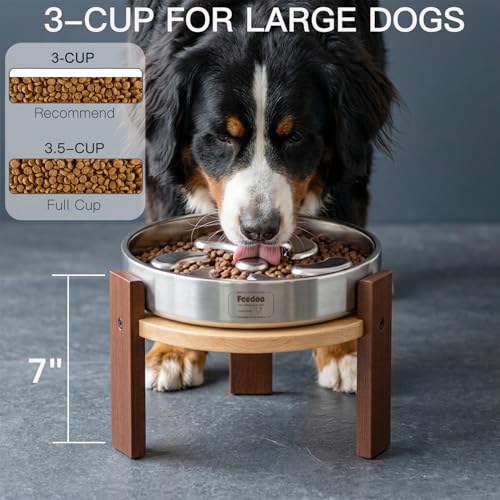 Elevated Dog Bowl Stand (7" Height 3Cups Slow Feeder)