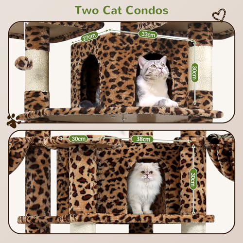 Big XL Cat Tower for Indoor Multiple Cats (Leopard Print / 68 inch)