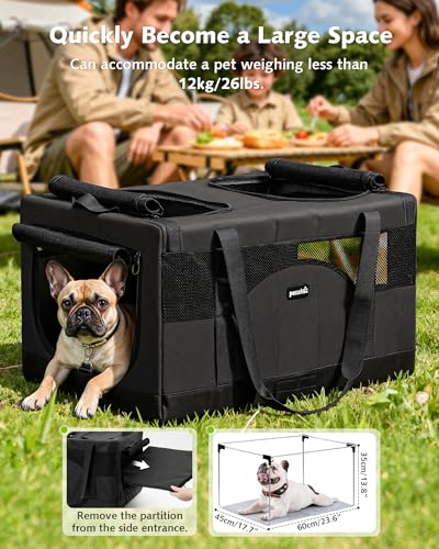 Cat Carrier Soft Double Pet Crate for 2 Cats Travel (Dark Gray)