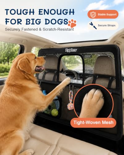 56 Inch Wide Dog Car Barrier for 2nd 3rd Row Seats & Cargo Area (Large(56"*32"))