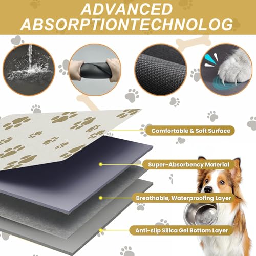 Pet Feeding Mat Dog Cat Food Mat Absorbent No Stains Quick Dry Rubber Bottom Anti (Off White-JY / 12"×20")
