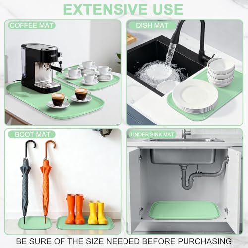Waterproof Silicone Pet Food Mat with Raised Edge for Dog & Cat (Mint Green / 24"L x 16"W)