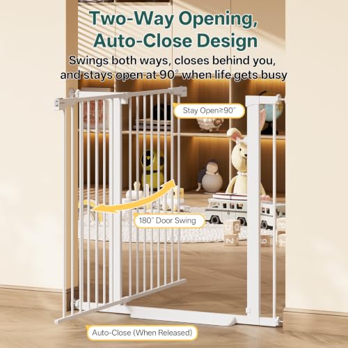 29.6 39.1 in Wide x 35.5 in High Extra Tall Baby Gate (White / 29.6-39.1"W x 35.5"H)