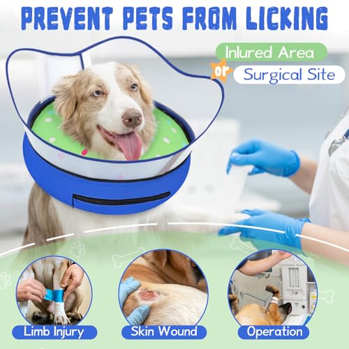 Elevated Inflatable Dog Cone Collar Alternative After Surgery (Donut Green / XL(Neck 14"-18"))