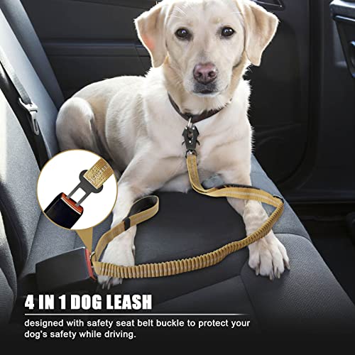 Tactical Shock Absorbing Bungee Dog Leash Heavy Duty (Khaki / Aviation aluminum)