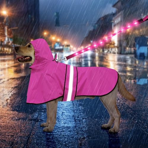 Dog Raincoat Reflective Dog Rain Jacket (Large / Pink)