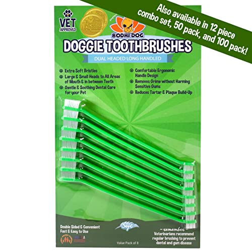 Dual Headed Toothbrush for Dogs & Cats (1 Count (Pack of 8))