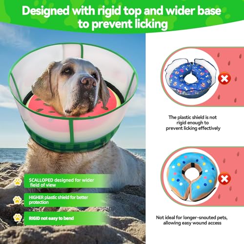 Upgraded Inflatable Dog Cone Collar to Stop Licking (M (Neck: 8-11") / Watermelon)
