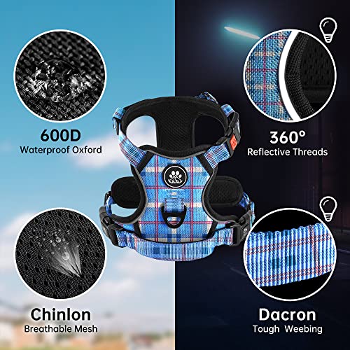Dog Harness for Small Sized Dog (Checkered Blue / Small)