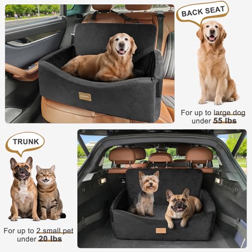 Dog Car Seat for Large Medium Sized Dogs Under 55 lbs (Black / Medium/Large)