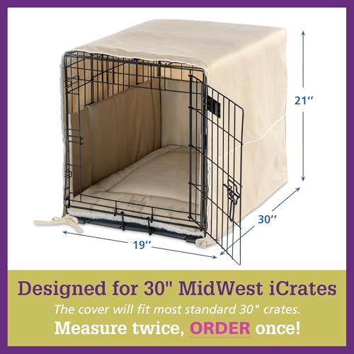 3 Piece Set Includes Dog Crate Cover (Khaki Tan / 30-Inch)