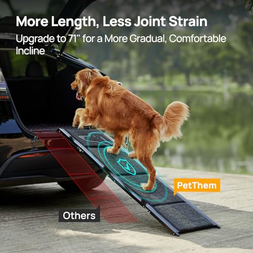 Dog Ramp for Cars (71" L x 17.2" W with Dog Pattern Upgraded)