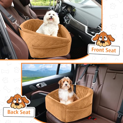 Dog Car Seat for Small Medium Dogs (Brown)