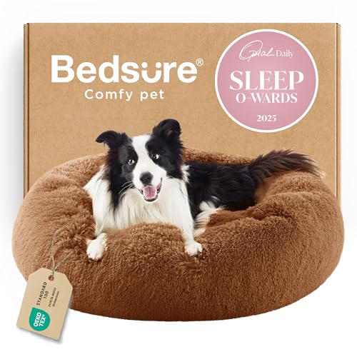 Calming Dog Beds Large Sized Dog Donut Washable Pet Bed (36"L x 36"W x 10"Th / Copper)