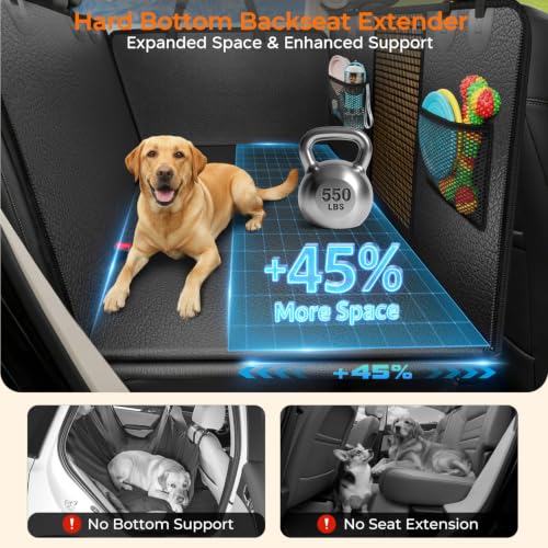 PU Leather Dog Back Seat Extender for Full (Matte Black / XL - Full Size Crew Cab Truck)