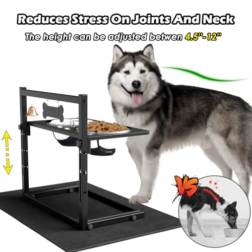 Elevated Dog Bowls with Mat (metal plate - large dogs)