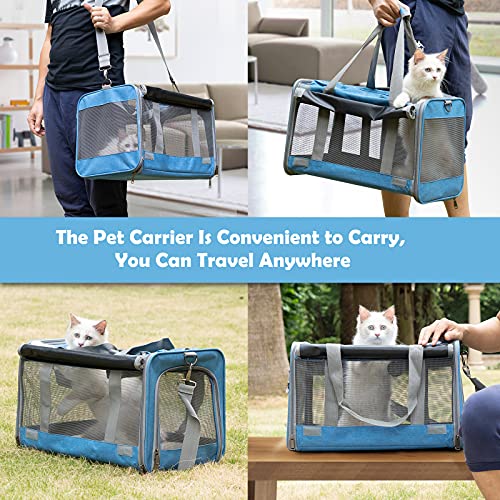 Pet Carrier for Large and Medium Cat (Blue / 18.1"L x 11.8"W x 11.8"H)
