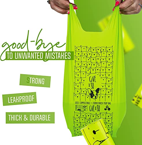 Certified Home Compostable Dog Poop Bags with Handles (1 Count (Pack of 120))