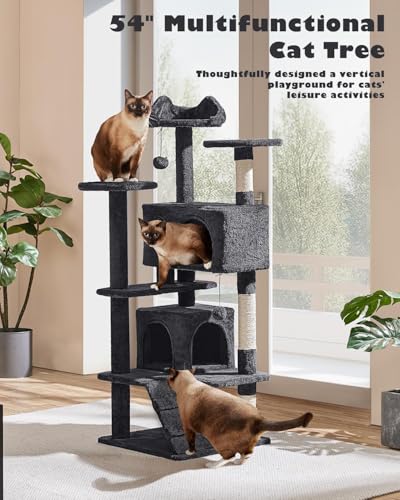 54in Cat Tree Tower (Black / 54in)