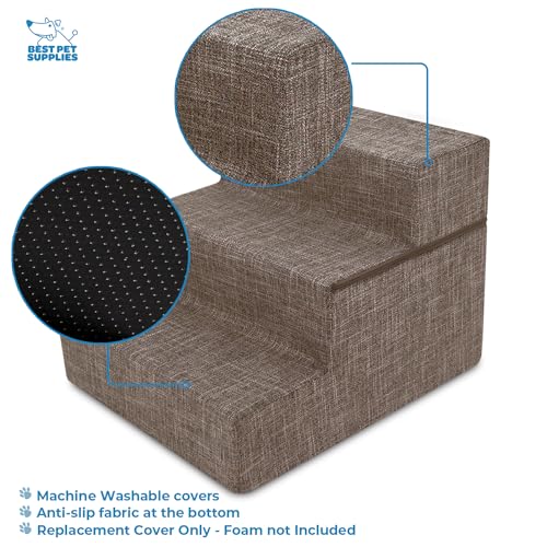 Dog Stairs & Steps (Brown Linen / H: 16.5 Inches (Foldable))