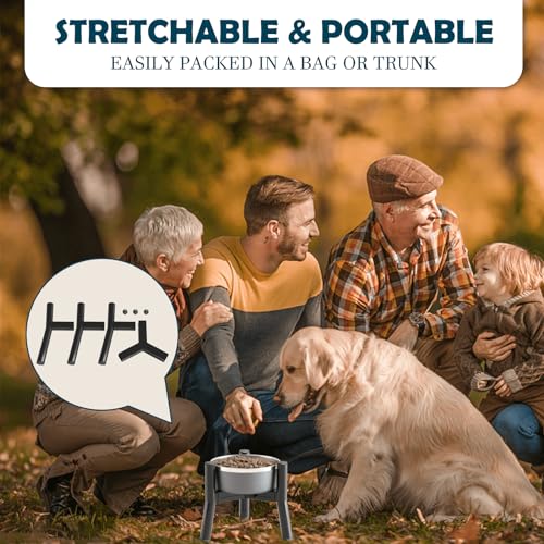 Adjustable Elevated Dog Bowls Stand Compatible with 5.9 to 8.7 inch Wide Raised Stand with Metal Material for Medium and Small Sized Dogs (Black-HS / Height: 7.8", Width: 5.9-8.7")