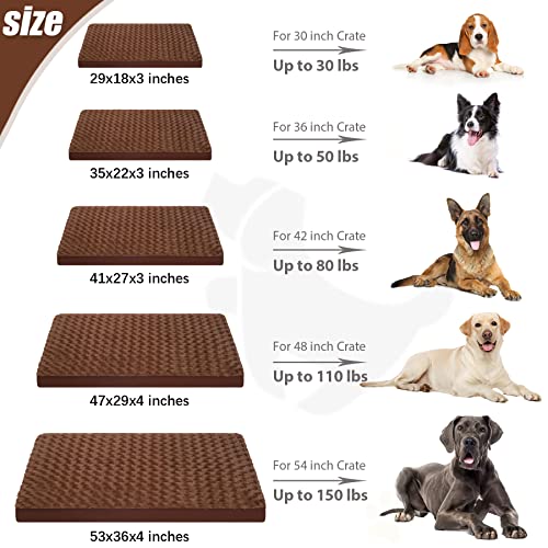 Washable Dog Bed for Crate Waterproof for Medium Dogs (Brown / 35.0"L x 22.0"W x 3.0"Th)
