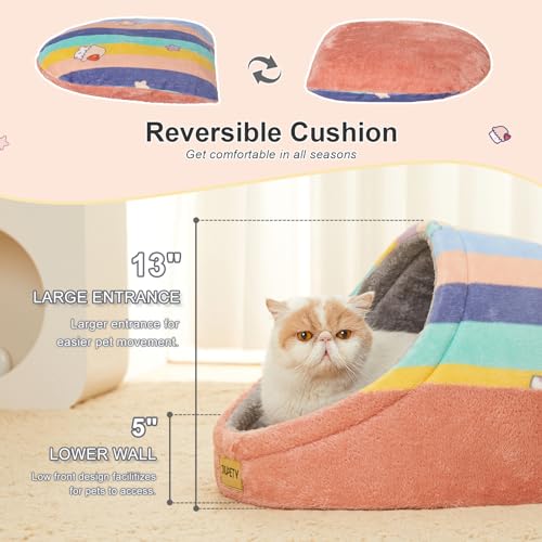 Cute Cat Beds for Indoor Cats (Medium / Rainbow)
