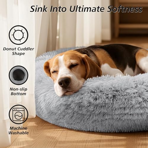 Calming Dog Bed Medium Size Dog (01 - Smoke Grey / 31.0"L x 31.0"W x 8.0"Th)