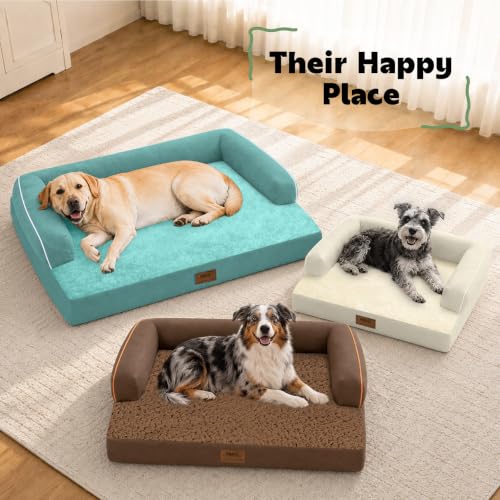 Orthopedic Waterproof Jumbo Dog Bed with Bolster for Extra Large Dogs (53.0"L x 42.0"W x 8.0"Th / Aqua Blue)