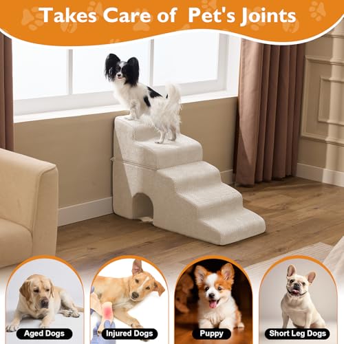 Dog Stairs for Bed 23'' H (Beige / Standard 15.5''x32.3''x23'')