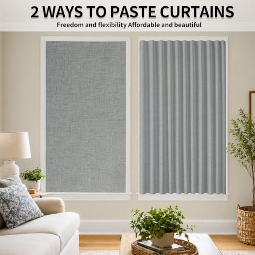 No Drill Blackout Curtains (Light Gray / 25"W x 72"H)