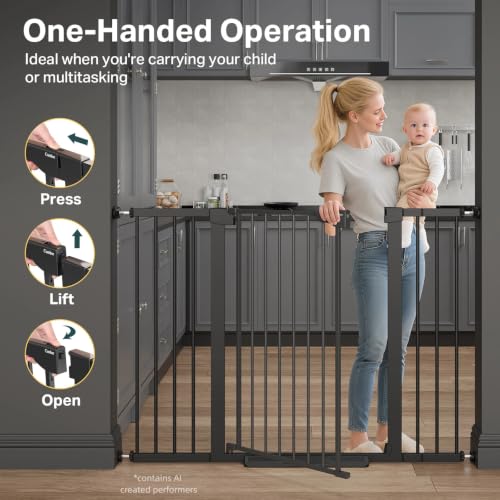 36 in Extra Tall Baby Gate for Stairs (Black / 29.7-51.5"W x 36"H)
