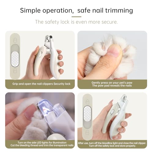 Cat Dog Pet Nail Clippers with Light (Blue)