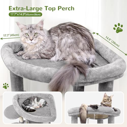 66in Corner Cat Tree Tower for Indoor Large Cat (66inch / Light Gray)