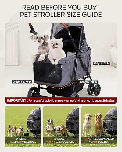 Dog Stroller for Large & Medium Dogs (Urban Gray)