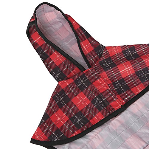 Dog Raincoat with Hood & Leash Hole S (Small / Plaid)