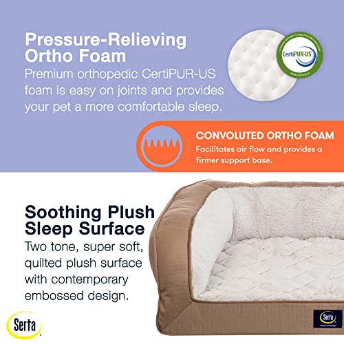Orthopedic Quilted Couch Dog Bed for Pets (46.0"L x 34.0"W x 10.0"Th / Desert Sand)