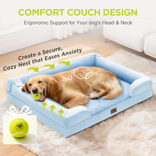 Waterproof Orthopedic Dog Bed for Extra Large Sized Dogs (45 x 35 x 9 in / Light Blue)