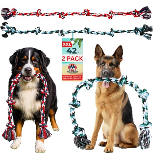 Giant Dog Rope Toy for XL Dog (Green & Red / 2 Pack)
