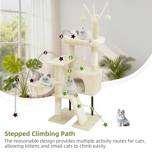Cat Tree Tower for Indoor Cats (47.24 inches / Beige)