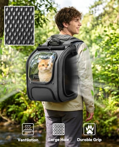 Cat Backpack Carrier (Gray / 12.6"L x 10.2"W x 16.5"H)