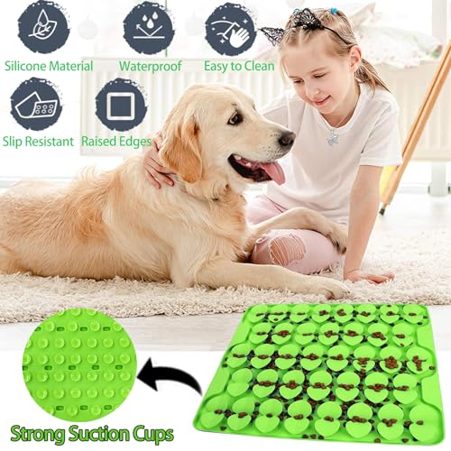 Large Silicone Snuffle Mat for Small Medium Large Dogs Slow Down Eating (Green-L (16.3x16.3in))