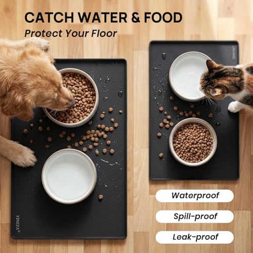 18" x 12" Silicone Cat Food Mat Waterproof (Black / 18" x 12")
