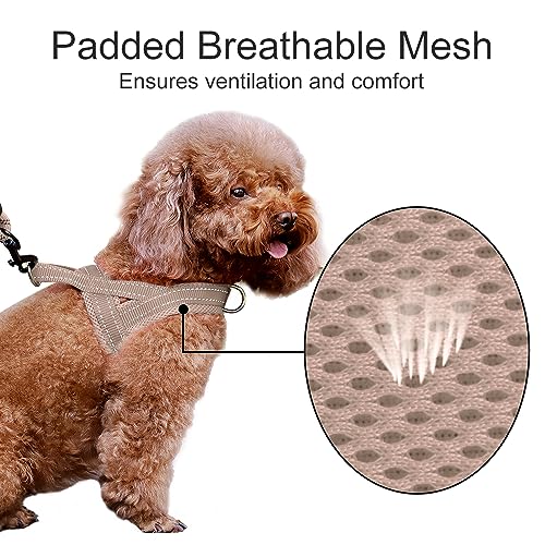 No Pull Dog Harness for Small Dogs (S: chest 17"-19.7" / Beige)