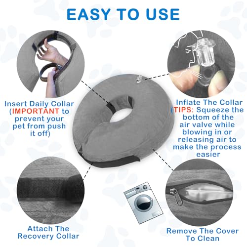 Inflatable Dog Cone Collar (Light Grey / Large [Neck: 13"-18"])