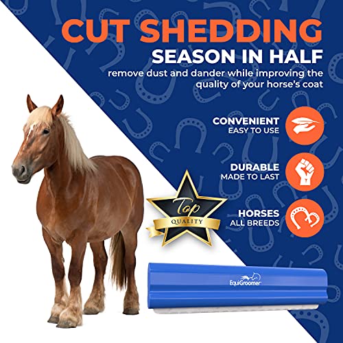 8 Inch Deshedding Brush for Dogs & Horses (Blue)